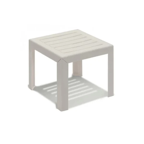 Promo 😉 Table Basse en Résine 40 x 40 cm Blanche Miami Grosfillex 🛒 1